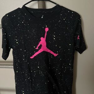 Jordan Kids Black Tee with Pink Jumpman